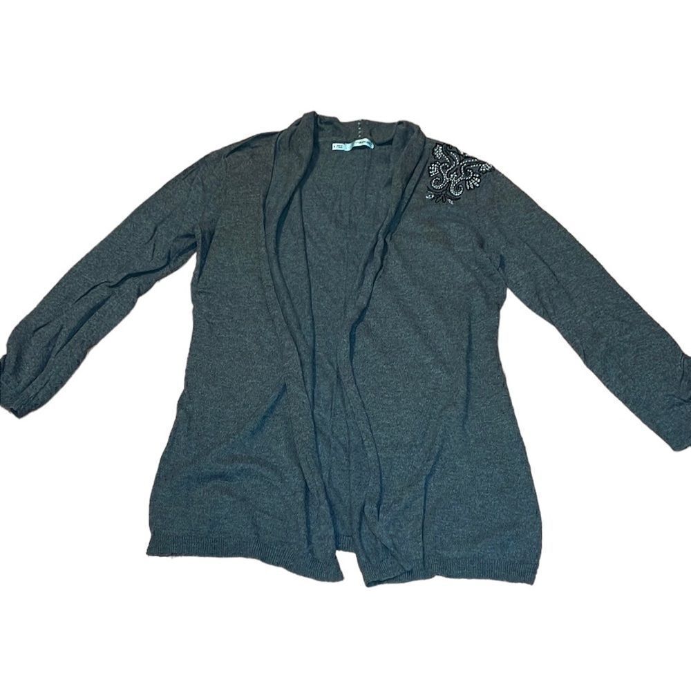 Maurice’s open Grey Cardigan, Embroidery, Small